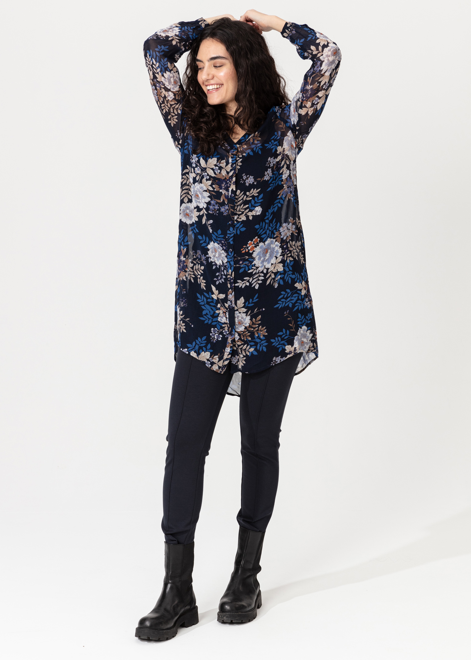 Floral sheer buttoned tunic thumbnail 4