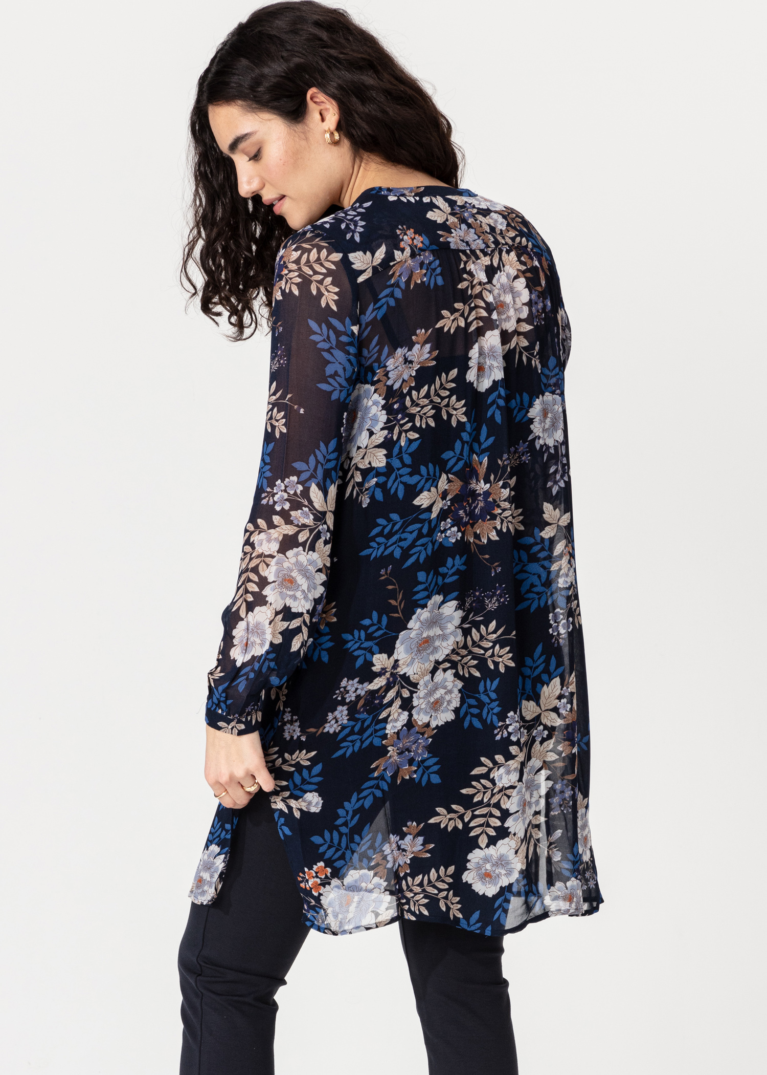 Floral sheer buttoned tunic thumbnail 3