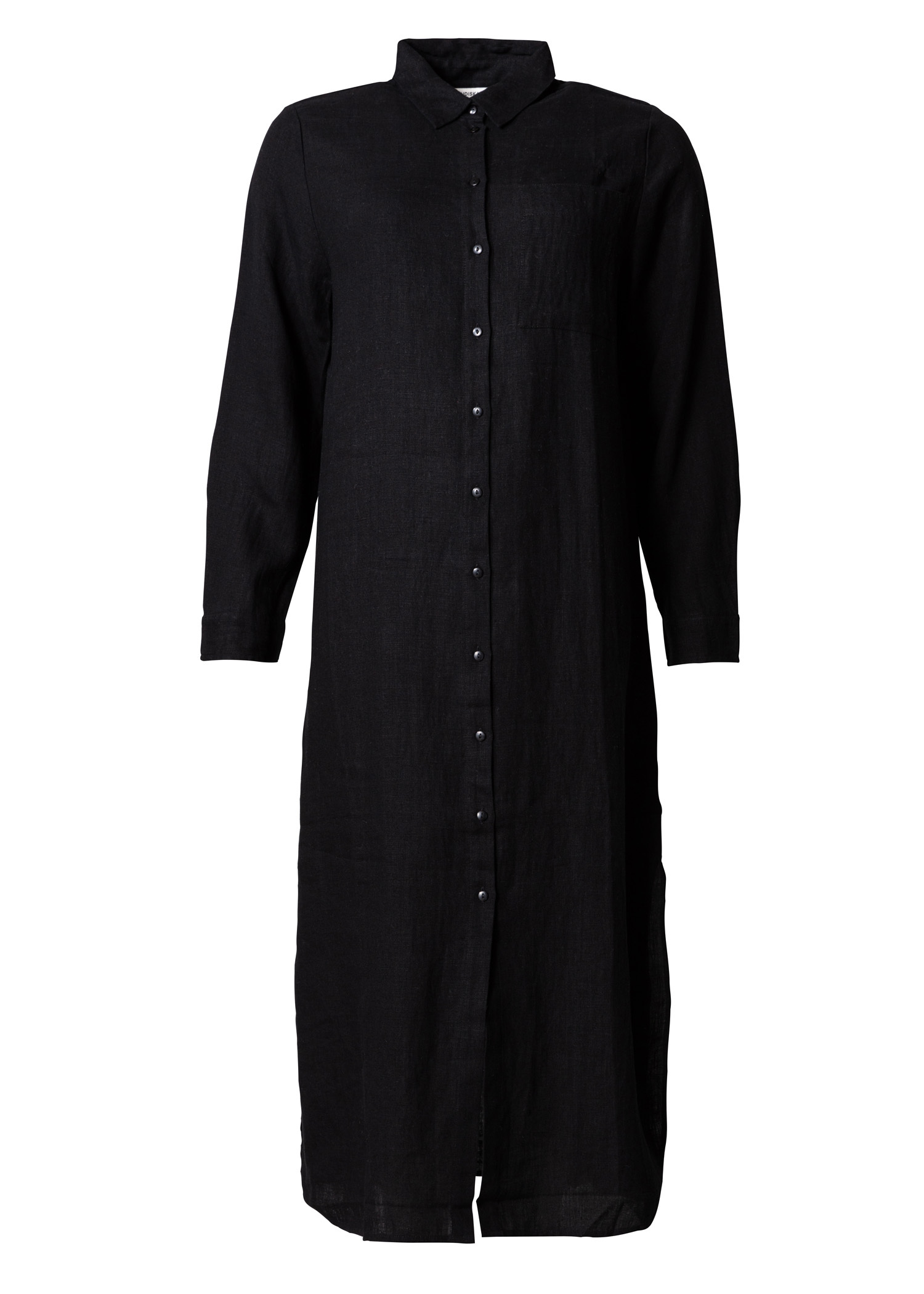 Black organic linen shirt dress thumbnail 4