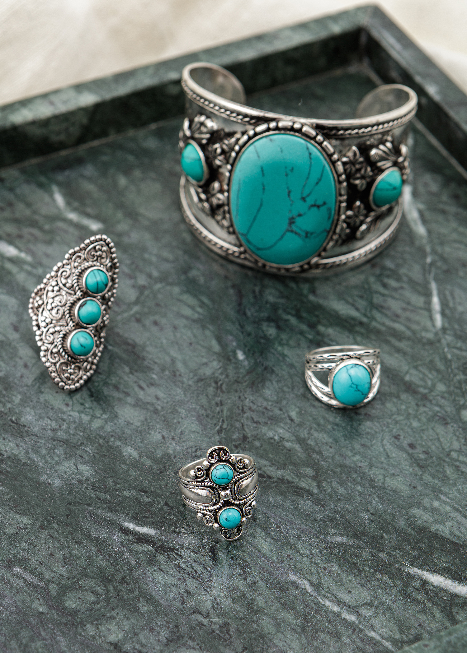 Boho ring with turquoises thumbnail 1