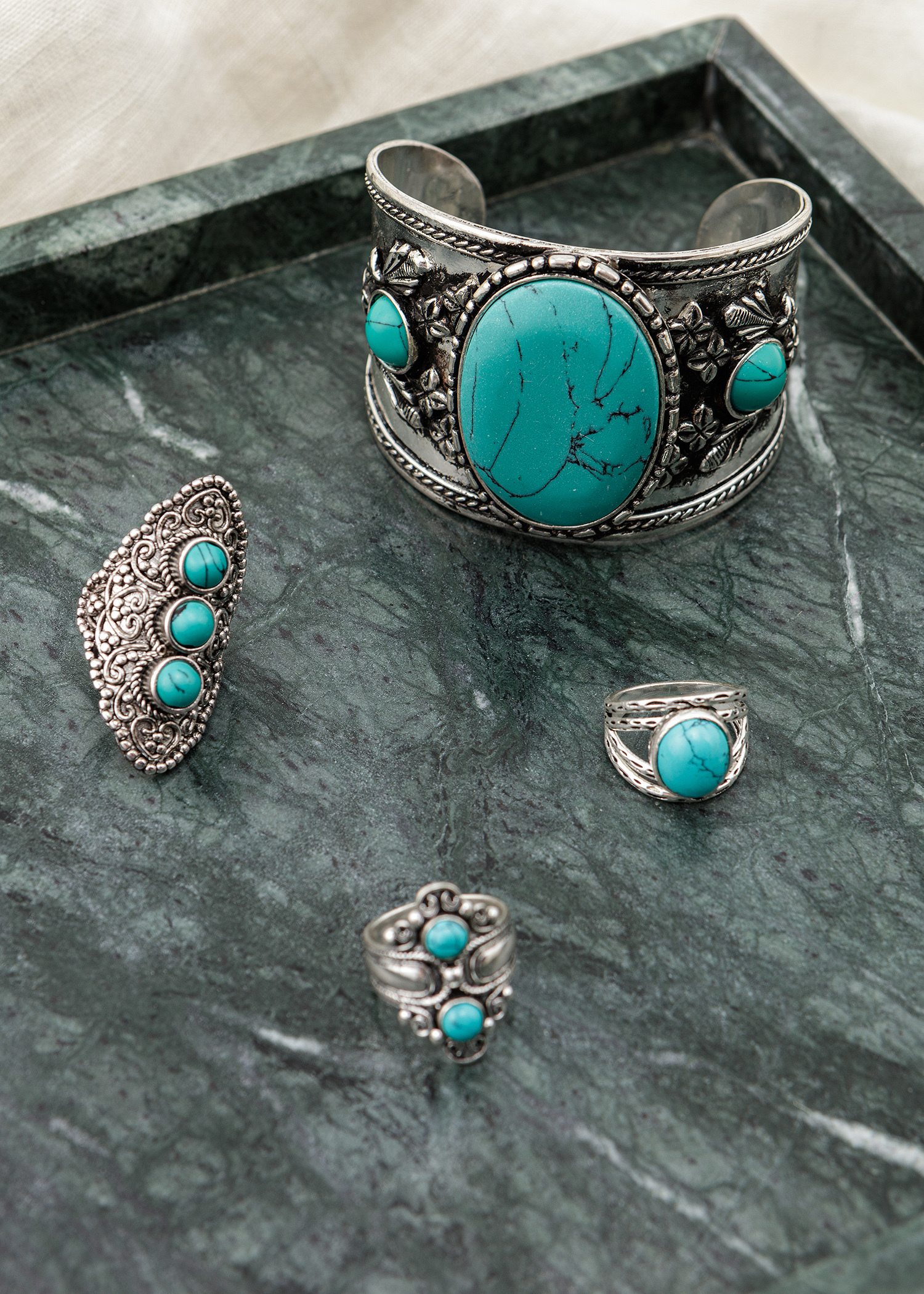 Boho ring with turquoise thumbnail 1