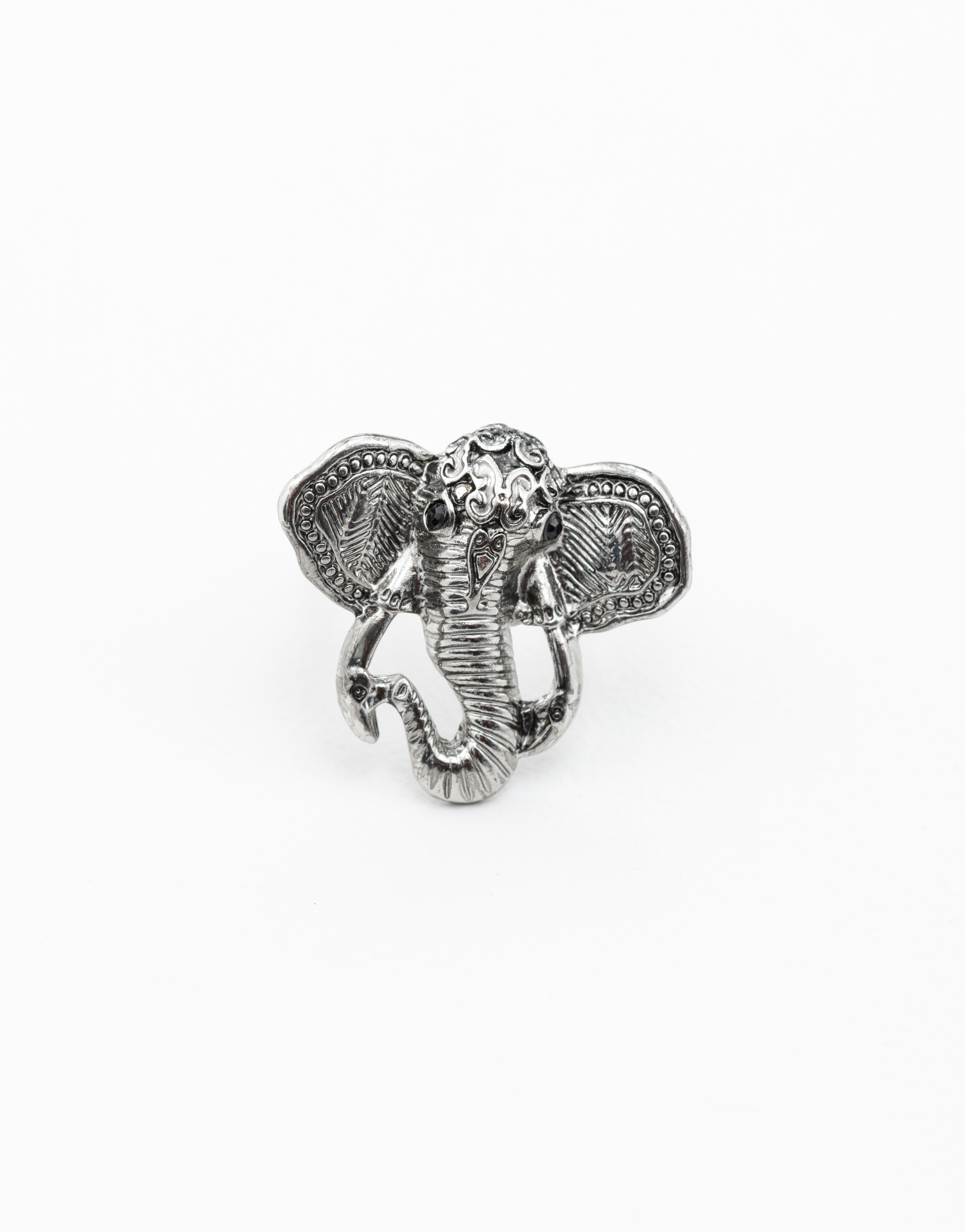 Silver toned elephant ring thumbnail 1
