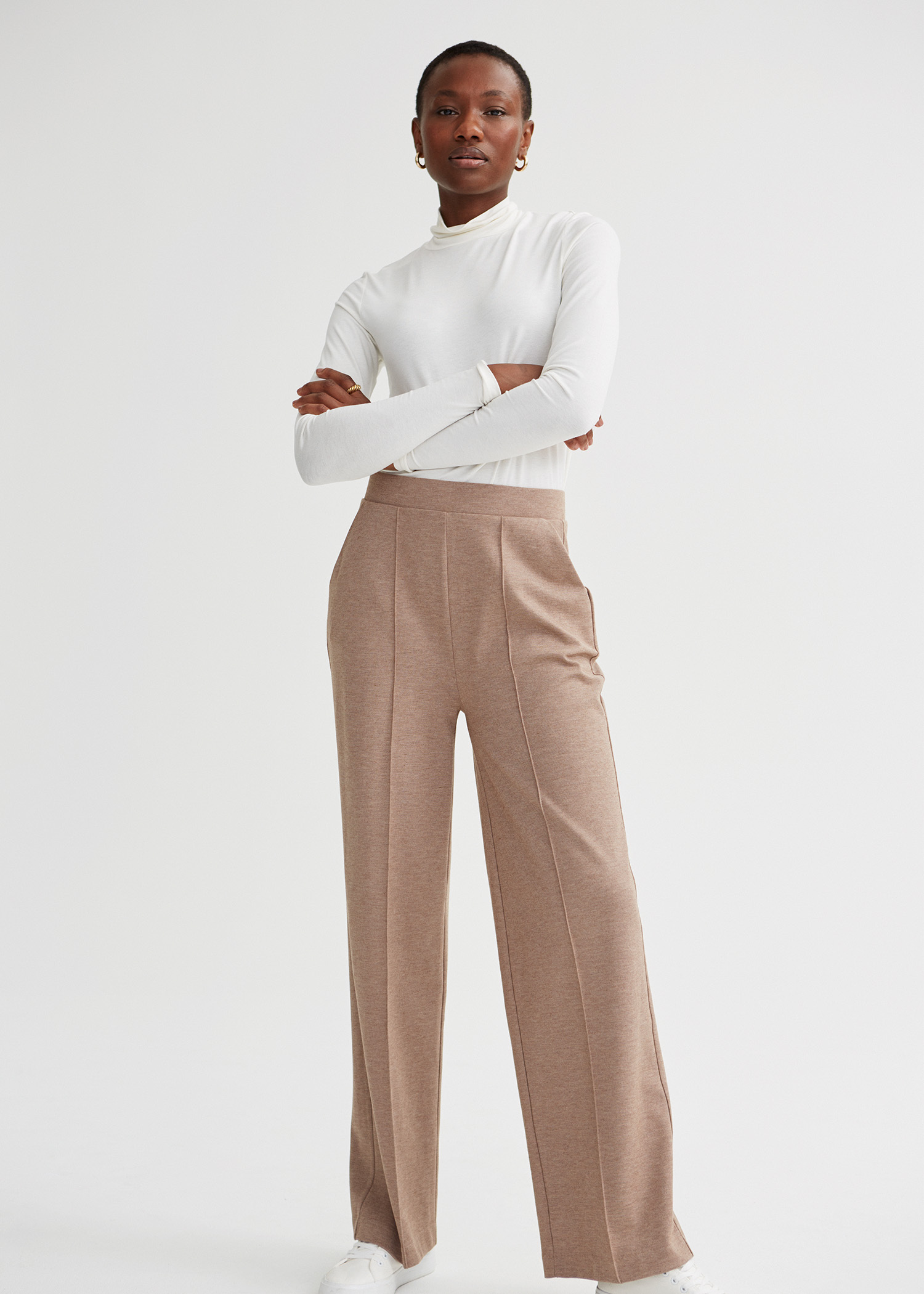 Beige wide trousers thumbnail 3