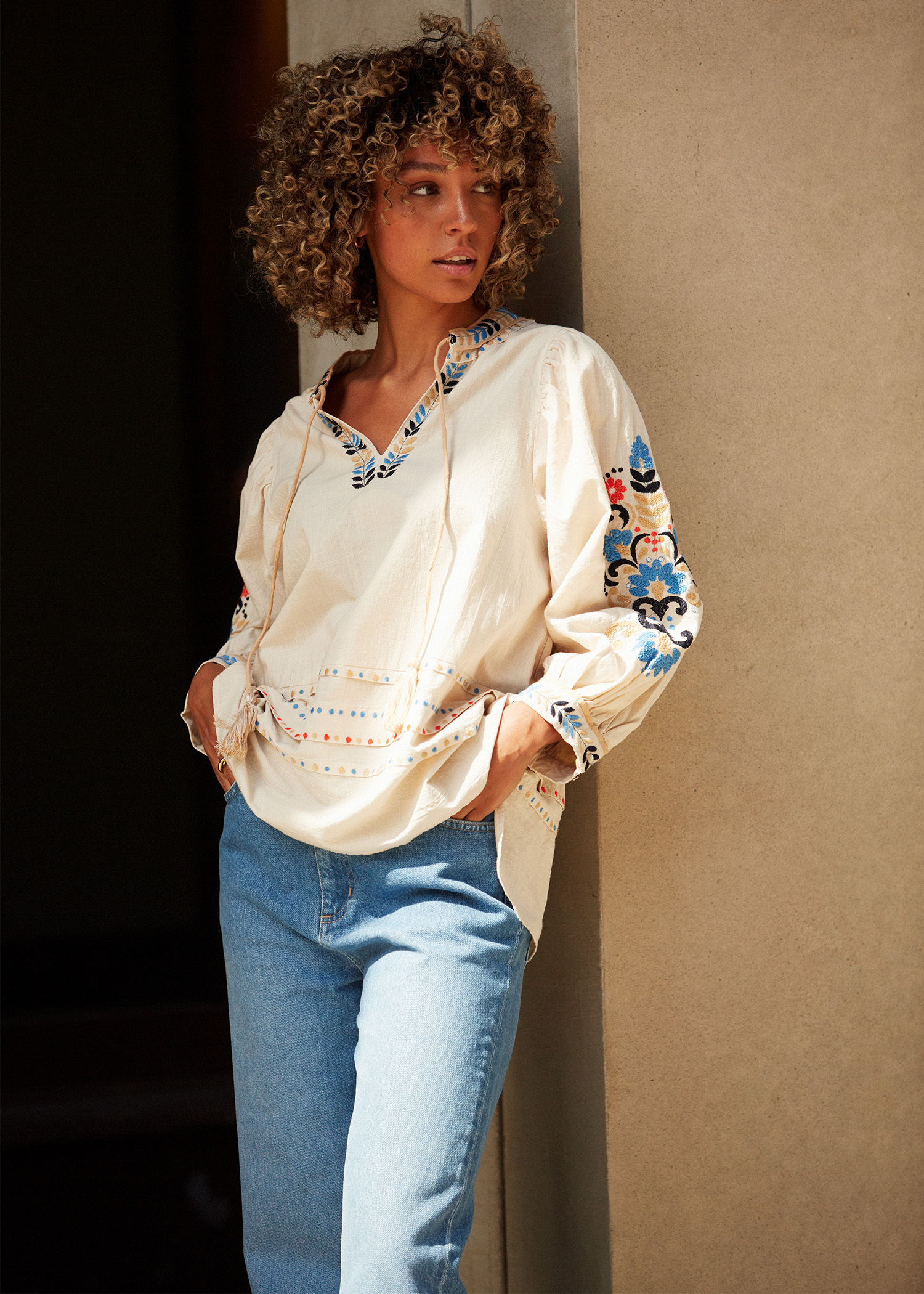 Embroidered, long sleeved blouse thumbnail 2