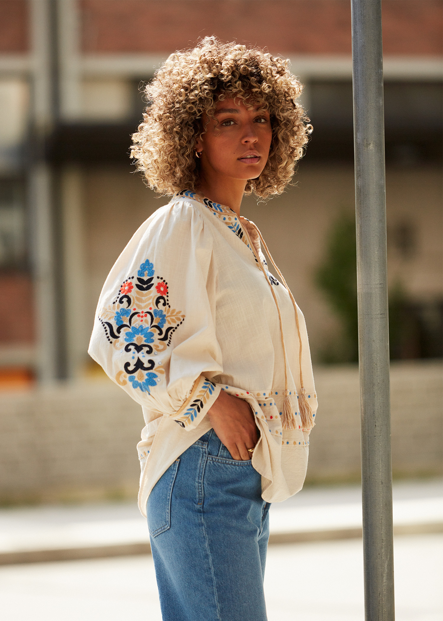 Embroidered, long sleeved blouse thumbnail 1