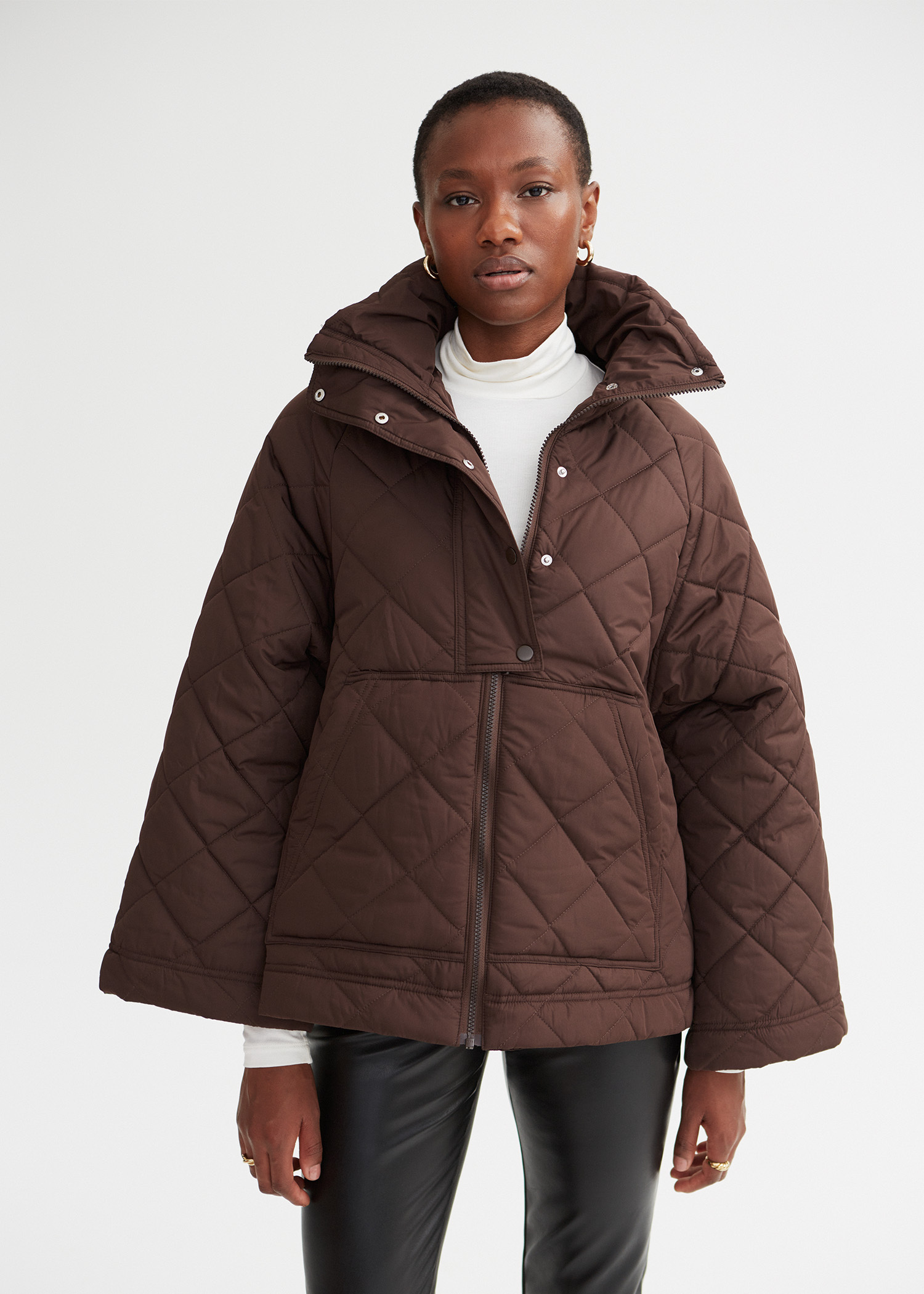 Brown quilted jacket thumbnail 3