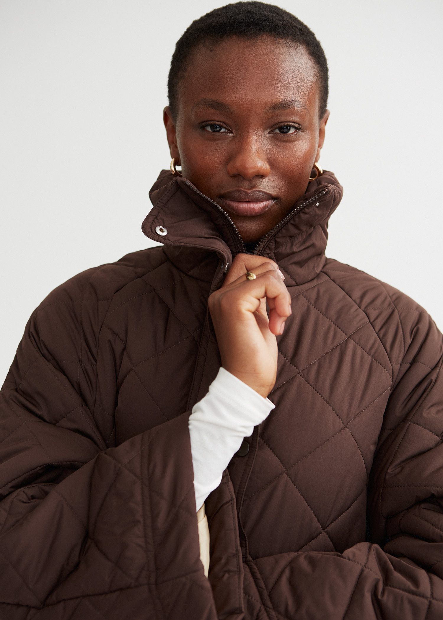 Brown quilted jacket thumbnail 2