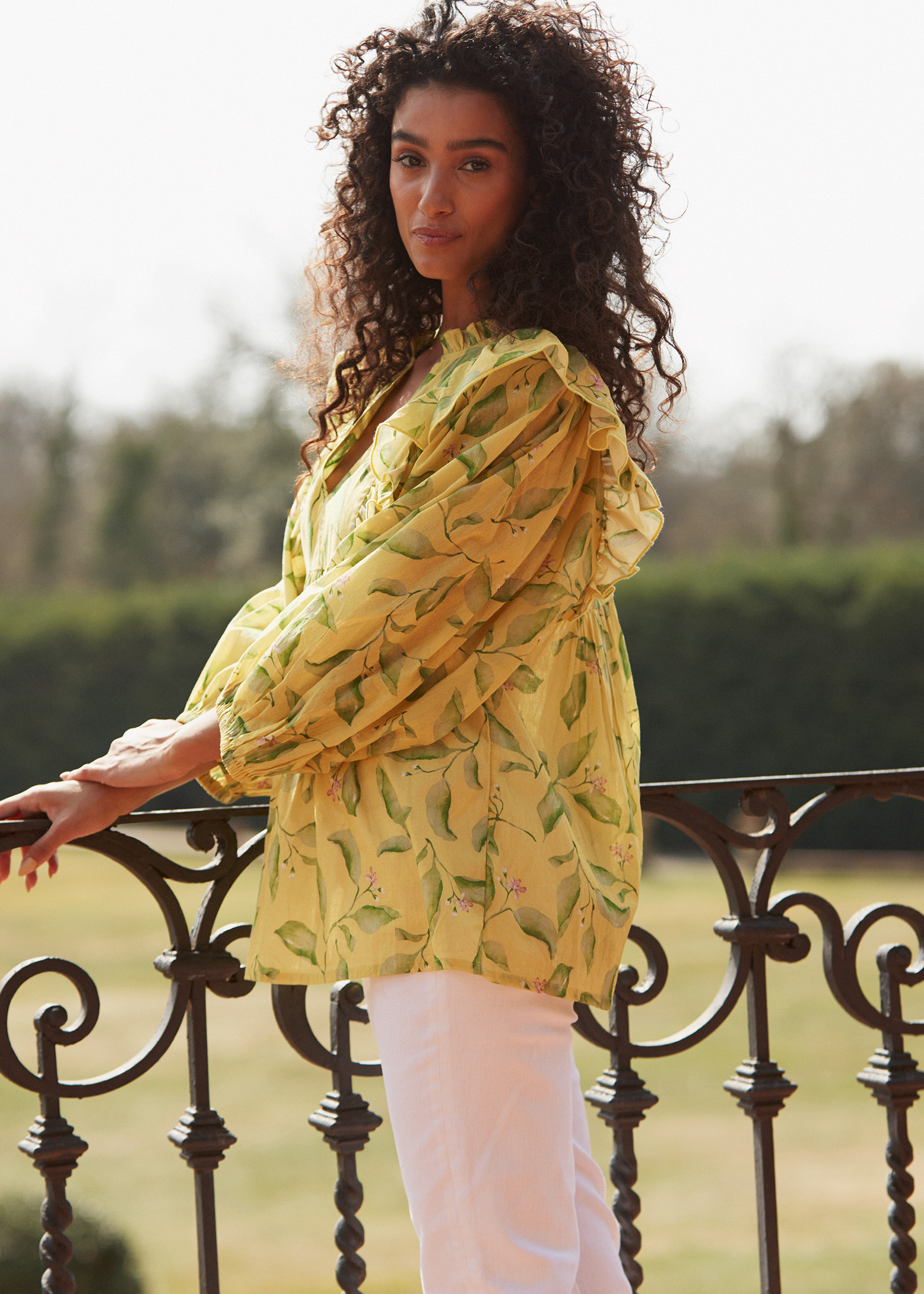 Yellow blouse with ruffles Image 0