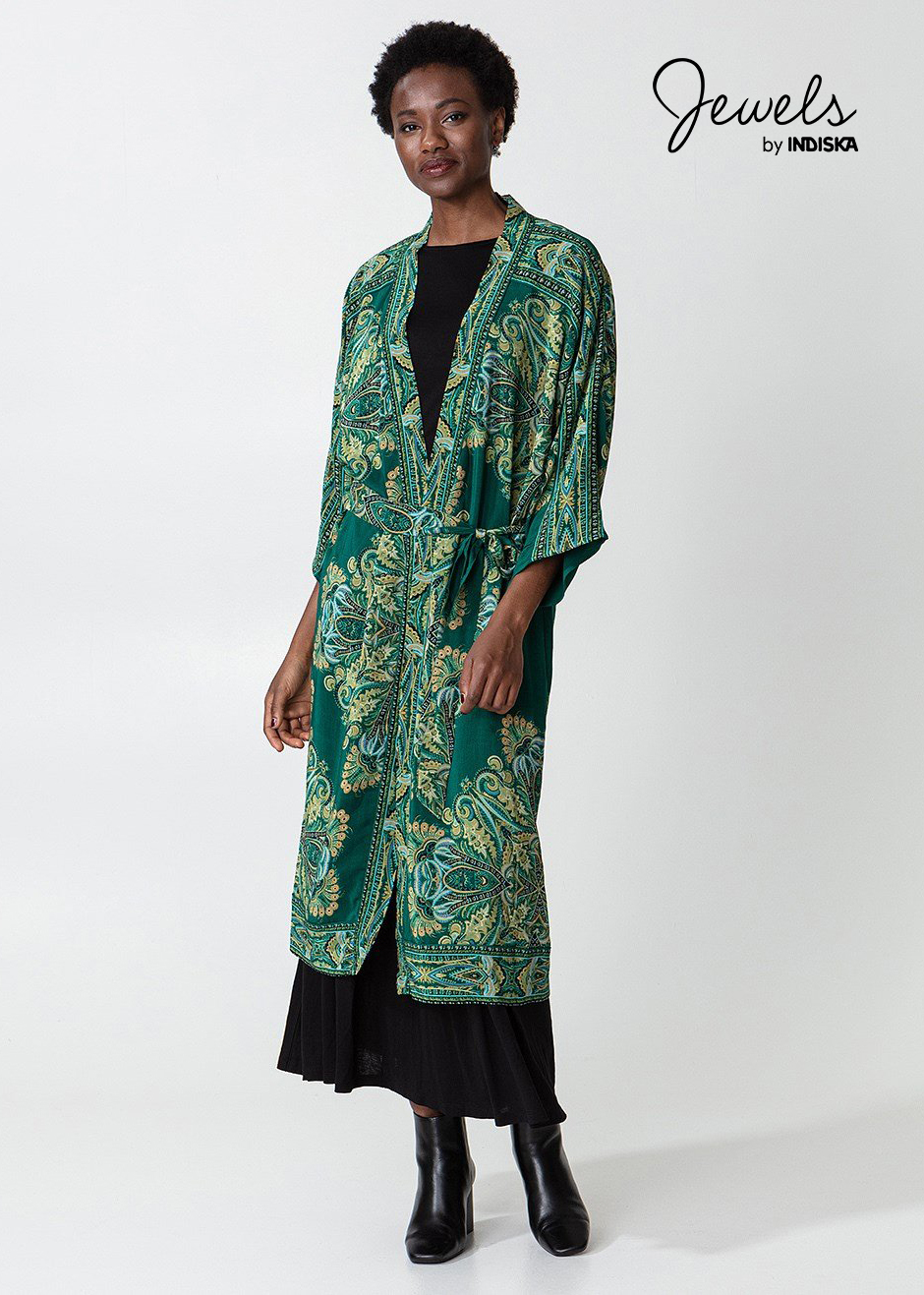 Kuviollinen kimono, jossa solmimisnauha vyötäröllä thumbnail 0