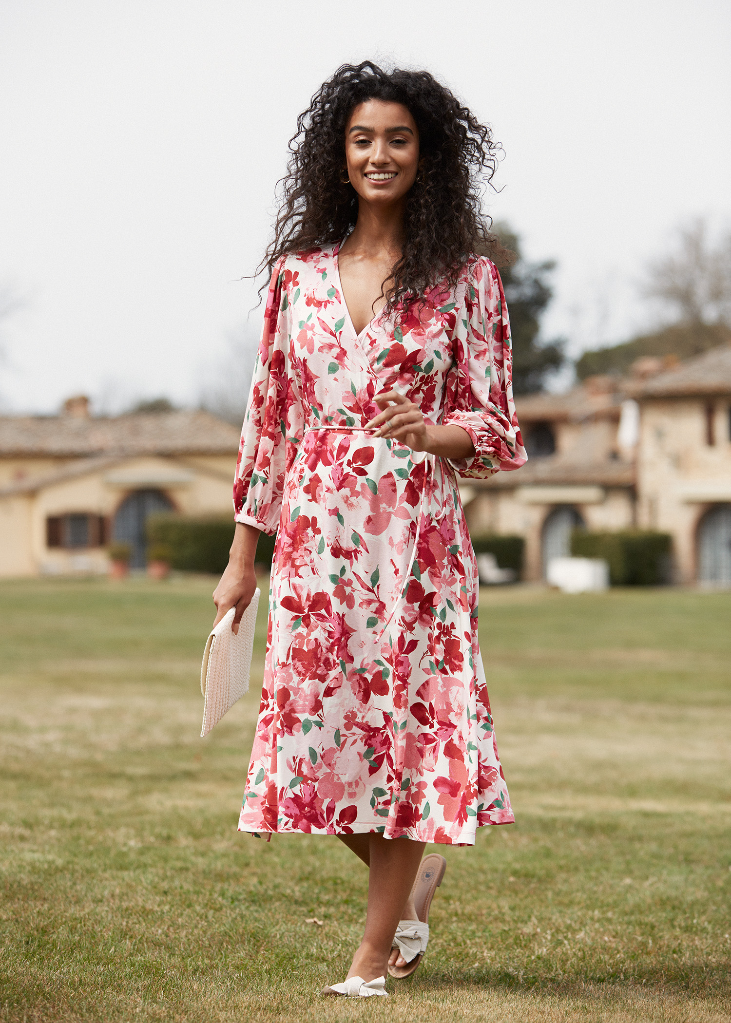Floral dress with puff sleeves thumbnail 1